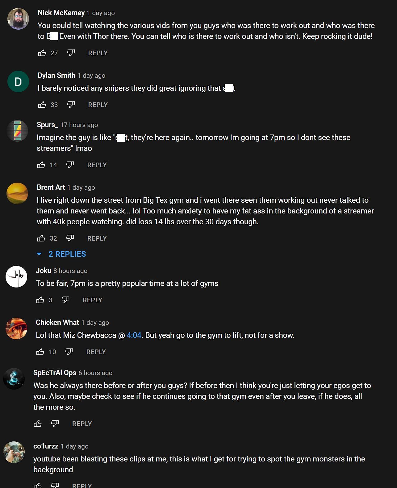 Fans react to the story of the gym stalker (Image via OTKlips YouTube)